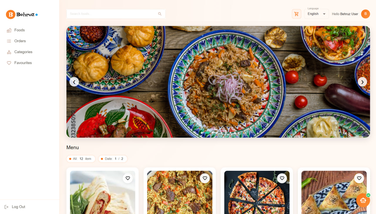 Taom GO — Web project by Behruz Baxtiyorov