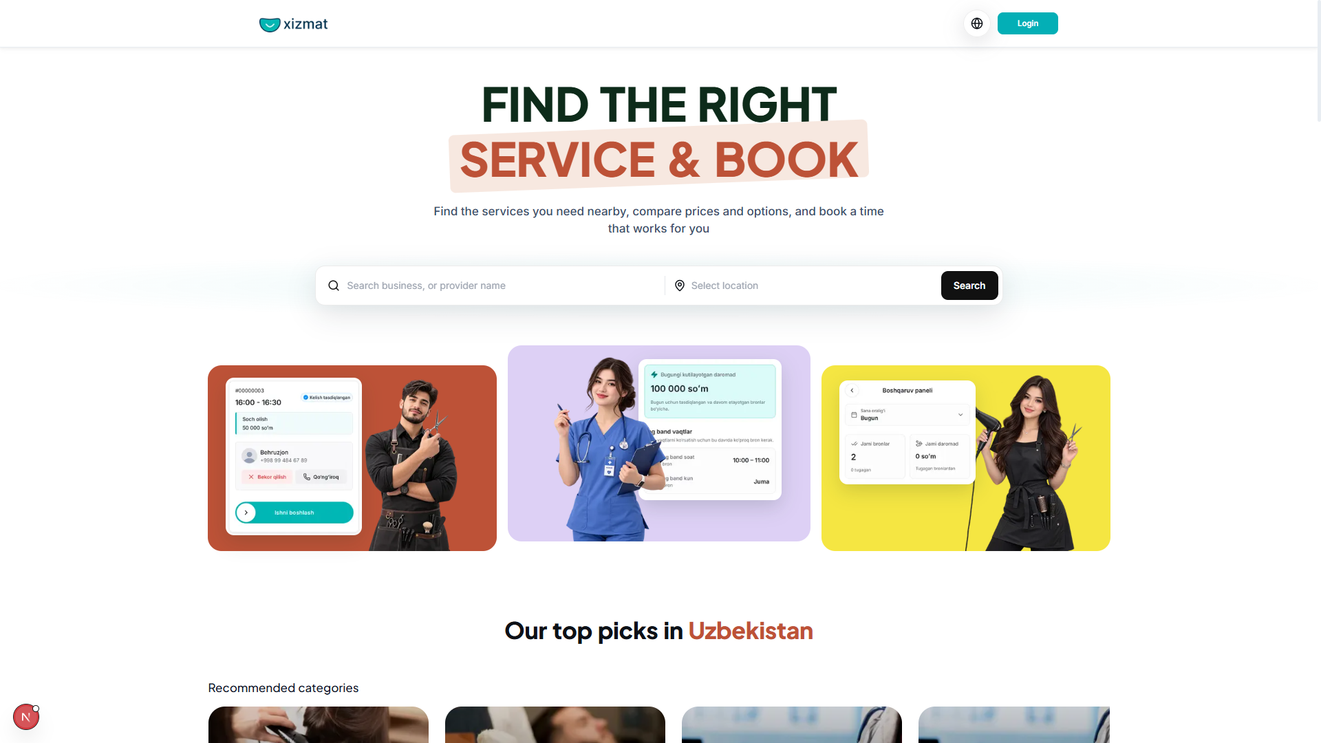 Xizmat — Web project by Behruz Baxtiyorov